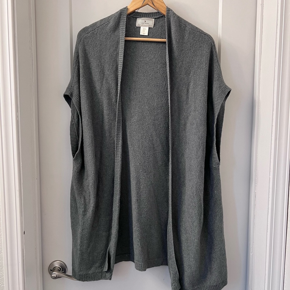 Blue-Gray long, cardigan vest